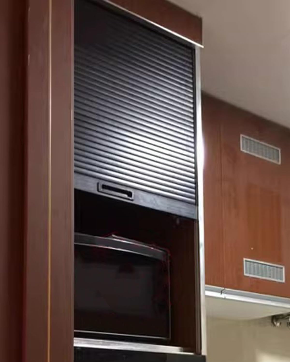 Zimgod Wxh Black Tambour Door For Kitchen Cabinet, Roll Up Sliding Door, Abs Folding Gate For Closet Cupboard(60X90cm (23.6X35.4))