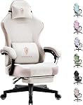 Dowinx Gaming Chair Fabric with Pocket Spring Cushion, Ergonomic Computer Chair with Footrest, Gamer Chair for Adults, Home Office Game Chair with Massage Lumbar Support(Gray Black)