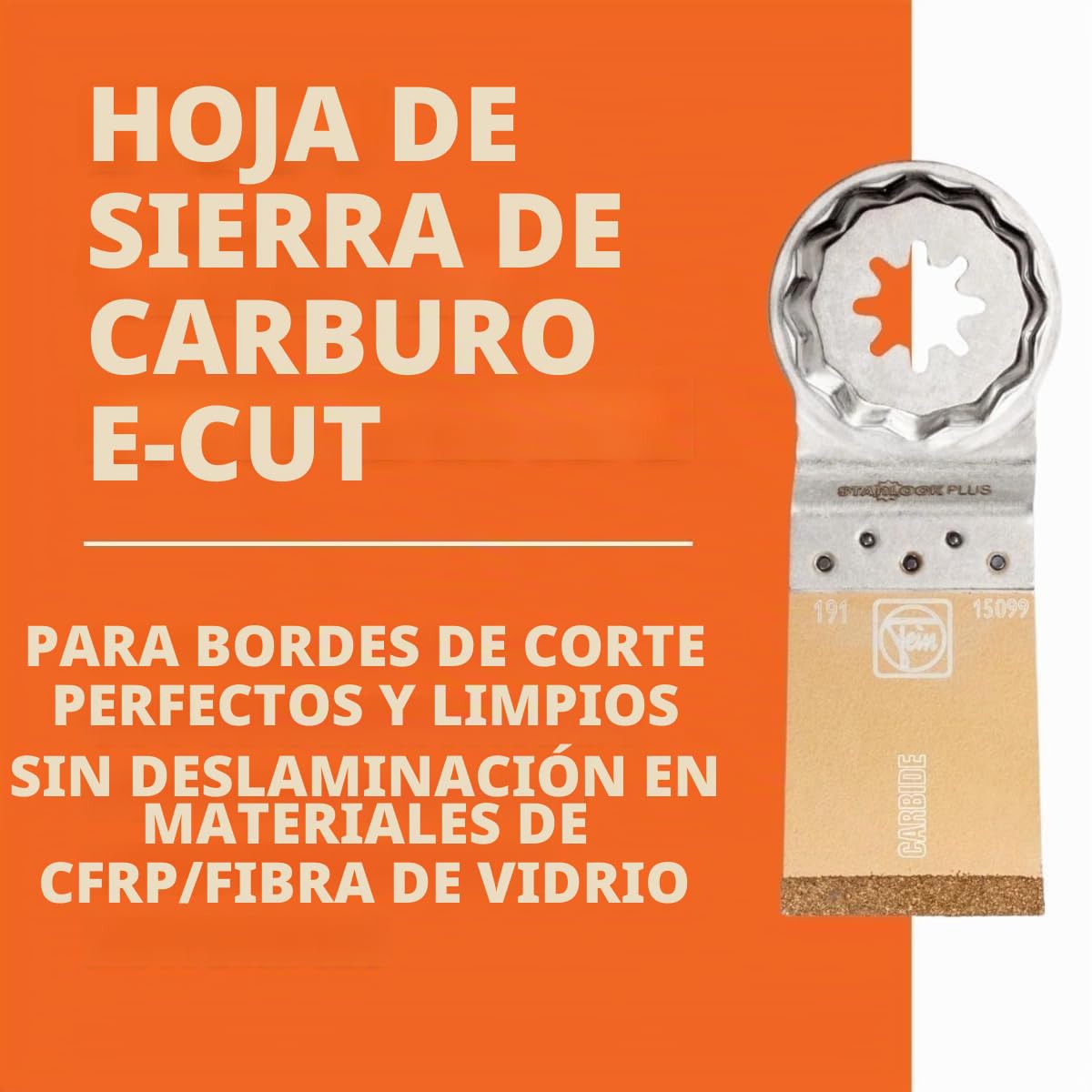FEIN Disco de sierra E-Cut HM, Ancho 35 mm, Longitud 50 mm, Alojamiento StarlockPlus, para cortar fibra de carbono y de vidrio, cortes precisos y cortes cortos, ideal para esquinas y cantos