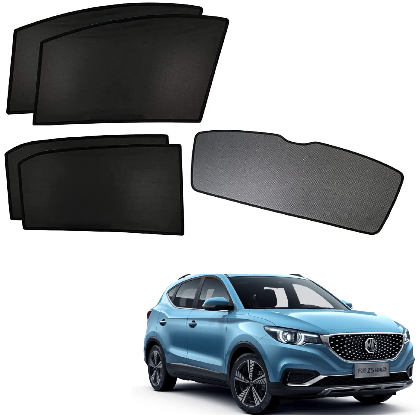 Kozdiko Car Window Custom Fit Sun Shades Fix with Dicky Non Magnetic Curtains Mesh Compatible for MG ZS EV