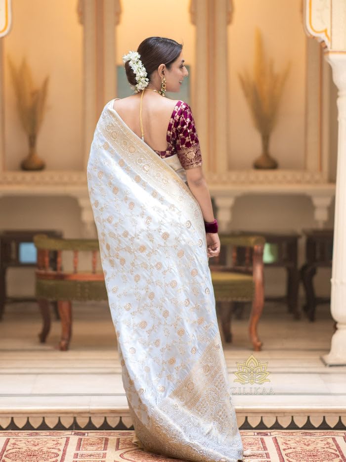 Image of C J Enterprise Women's Pure Kanjivaram Soft Silk Saree Banarasi Style Sarees For Wedding With Blouse Piece (Pari-165)