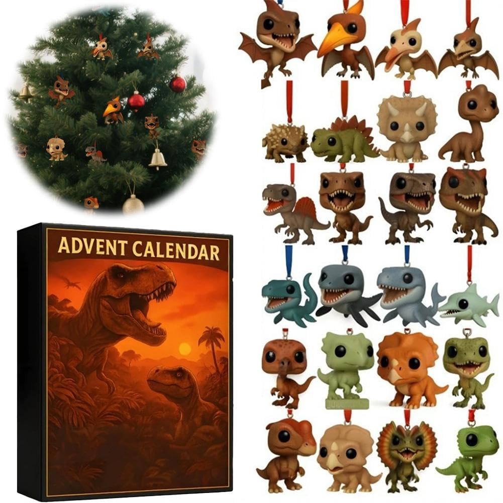 Calendario dell'avvento del parco dei dinosauri, calendario 2025 con dinosauri per il conto alla rovescia di Natale, con 24 figure a sorpresa, per Halloween e vacanze di Natale
