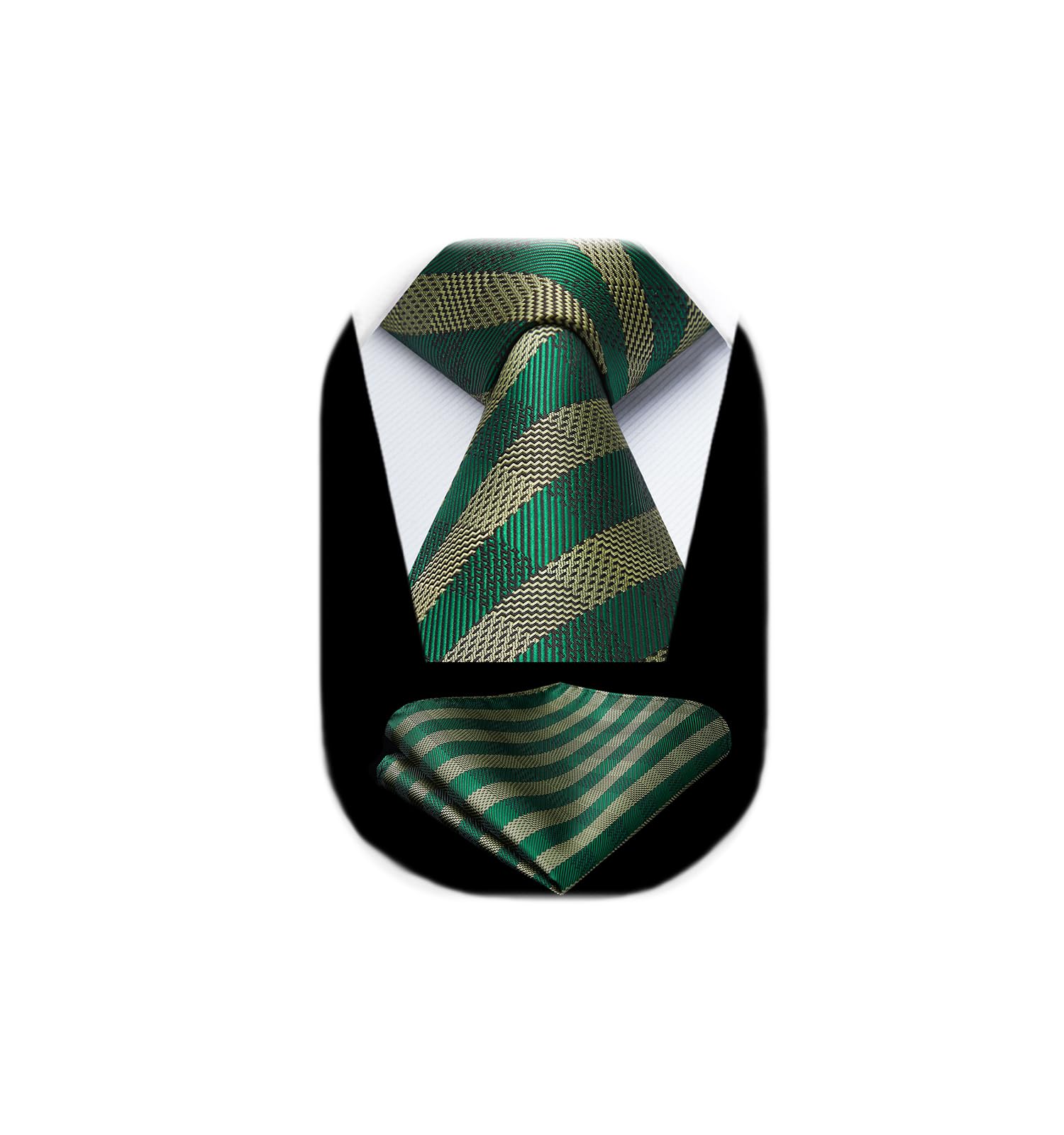 HISDERN Mens Ties Plaid Tie and Pocket Square Set Classic Woven Formal Checkered Neckties &amp; Handkerchief Wedding Party