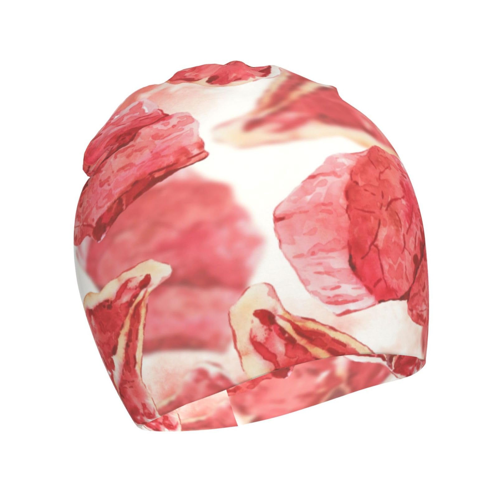 Delicious Steak Pattern Kids Beanie Hats Warm Knit Beanie Cap Skull Caps Gifts Decor for Boys Girls White