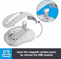 Vista 5 de Mouse inalámbrico Bluetooth con desplazamiento de 4 vías, recargable, 4 niveles 3200 DPI, clic silencioso, 3 dispositivos ratones para Windows