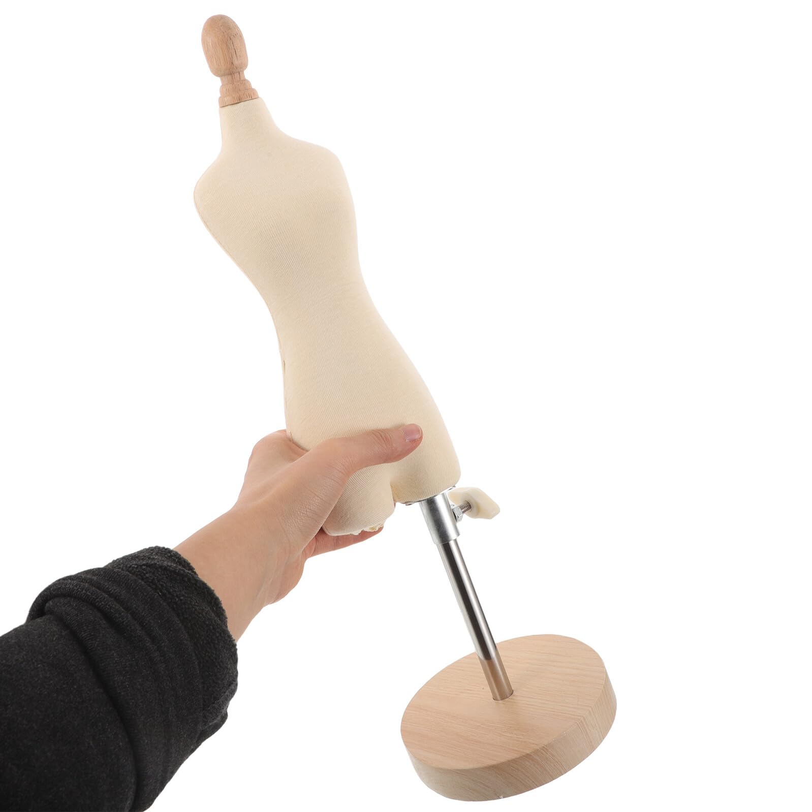 Maniquí de Costura Femenino Mini 1/4 para Confección | Beige, Permite Inserción de Alfileres, para Estudio en Casa y Aula, Portátil, Madera Acero Inoxidable Tela