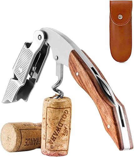 Miniatura 2 de Abridor de vino  Sacacorchos profesional para botellas de vino con cortador de papel de aluminio y removedor de tapas, llave de vino manual para