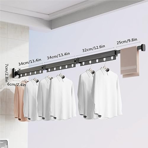Miniatura 5 de Estante de secado de ropa plegable para colgar en la pared, estante retráctil de secado de ropa para interiores, ahorro de espacio, estante de