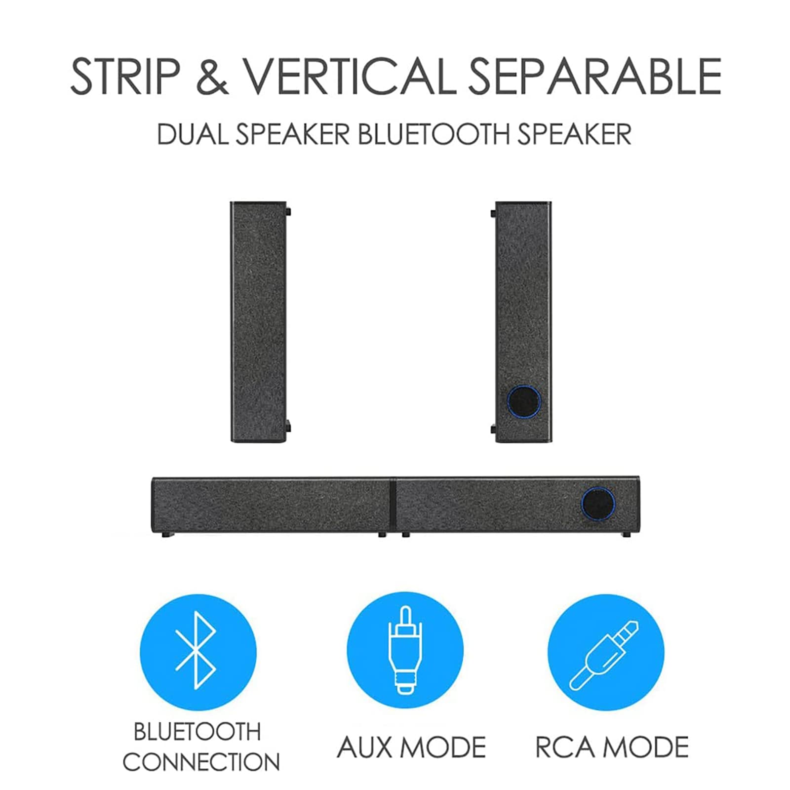 NGARY Barra De Sonido Desmontable, Altavoz De TV con Control Remoto, Altavoz Estéreo Bluetooth, Altavoces Estéreo De Rango Completo, Métodos De Conexión Dual, para TV PC Teléfono Inteligente