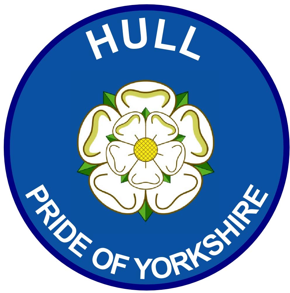 Hull - Pride of Yorkshire - (Two Pack) 80mm Diameter Car Bumper Window Decal Sticker