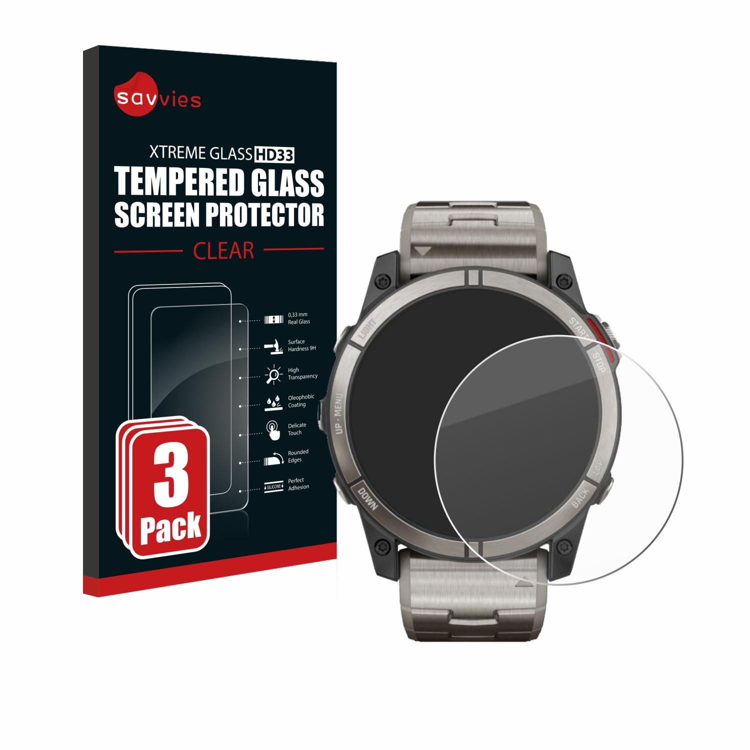 Pellicola Vetro Temperato Per Garmin Fenix 5X - Protezione Schermo 9H Anti-Graffio (3 Pezzi) - Foto 12