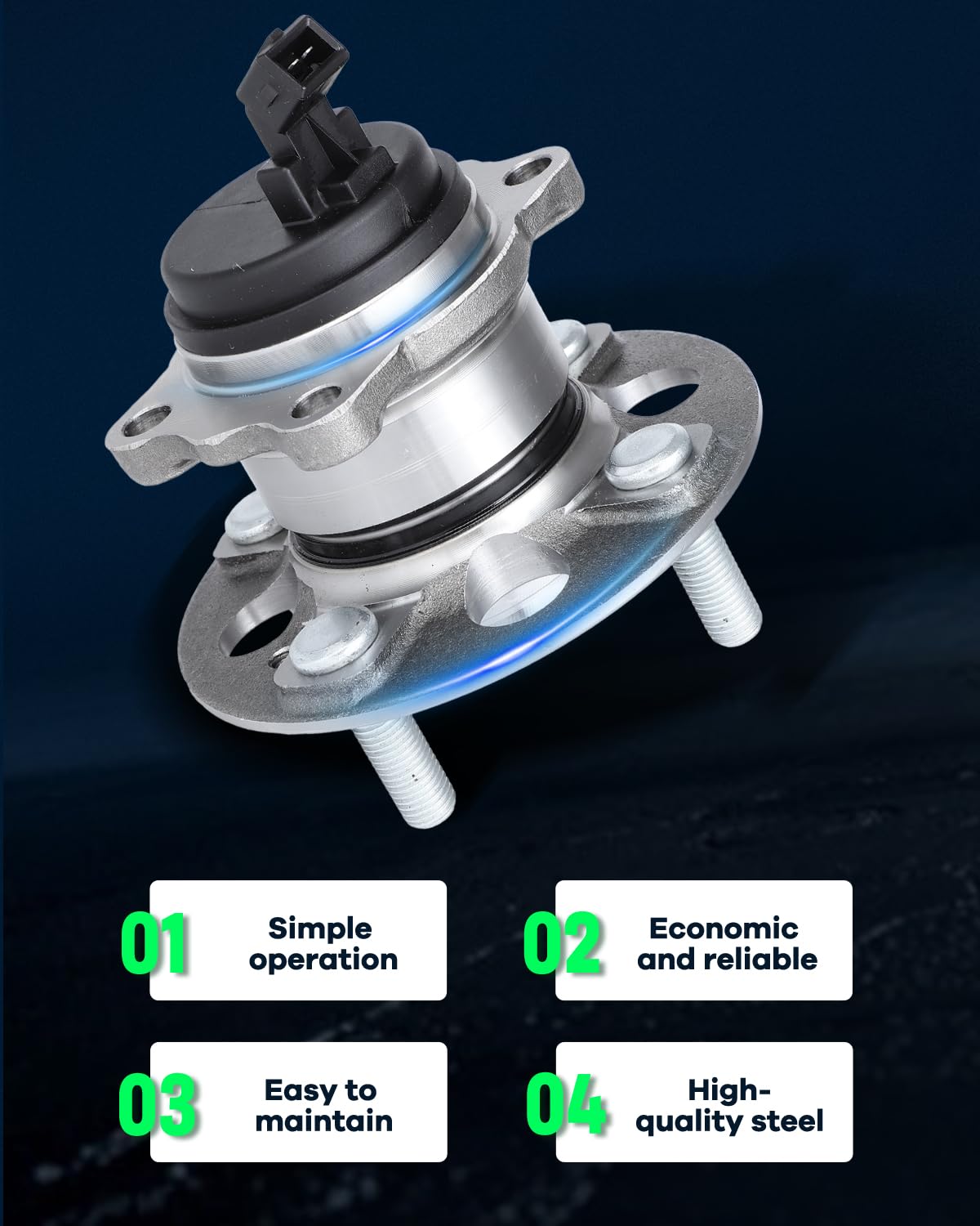 SCITOO Rear Wheel Bearing and Hub Assembly with ABS & 4-Lug Compatible with for Hyundai for Accent 2018-2022,Kia Rio 2018-2022,L4 1.6L Only