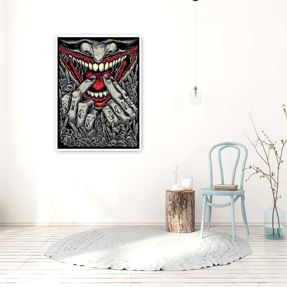 DCIDBEI 40x50CM te 5D Pittura Diamante Mostro Bocca, Square Diamond Painting Cranio, Puzzle Diamante Quadrato per Adulti, Decorazione Adesiva da Parete Soggiorno Ingresso Camera da Letto