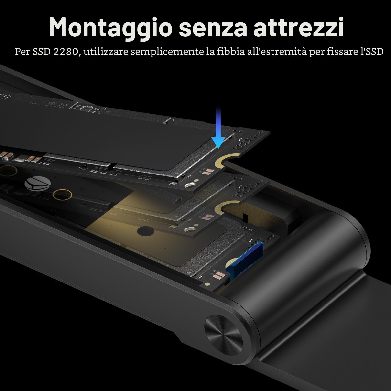 FIDECO Case SSD M.2 NVMe, 10Gbps Adattatore NVMe USB, USB 3.2 Gen2 SSD M2 NVMe per NVMe PCIe M-Key/M+B Key, Design Sandwich, Installazione Senza Strumenti, Supporto UASP e TRIM