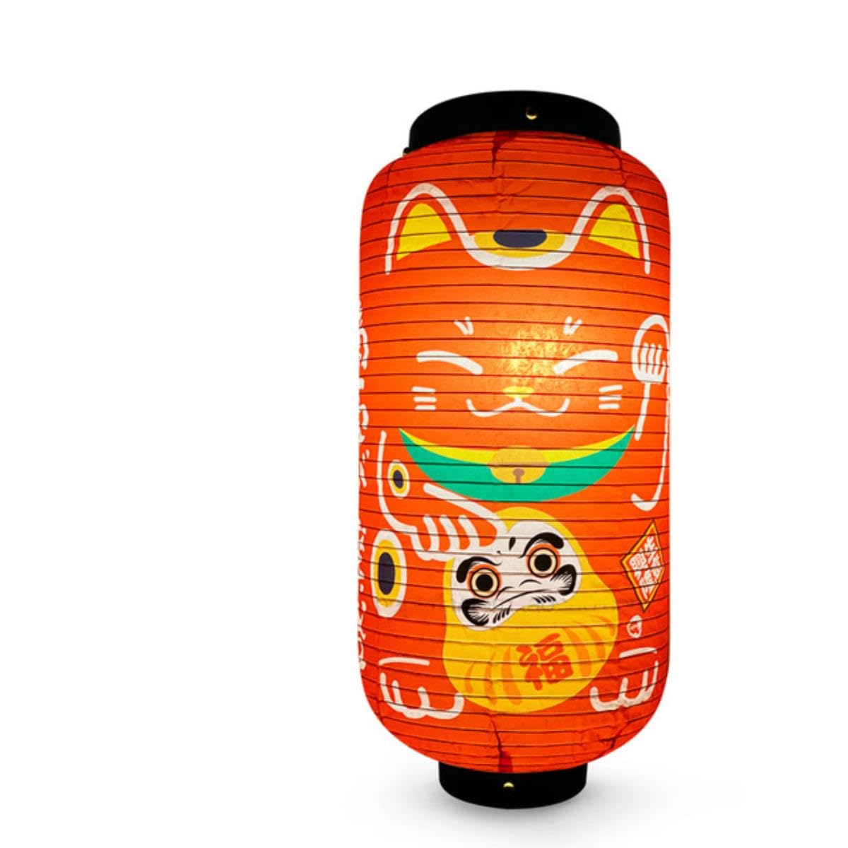 Lucky Cat Linterna De Papel Pantalla De Lámpara Izakaya Sushi Restaurante Bar Apertura Decoración Linterna Cartel Publicitario-6,20X45cm