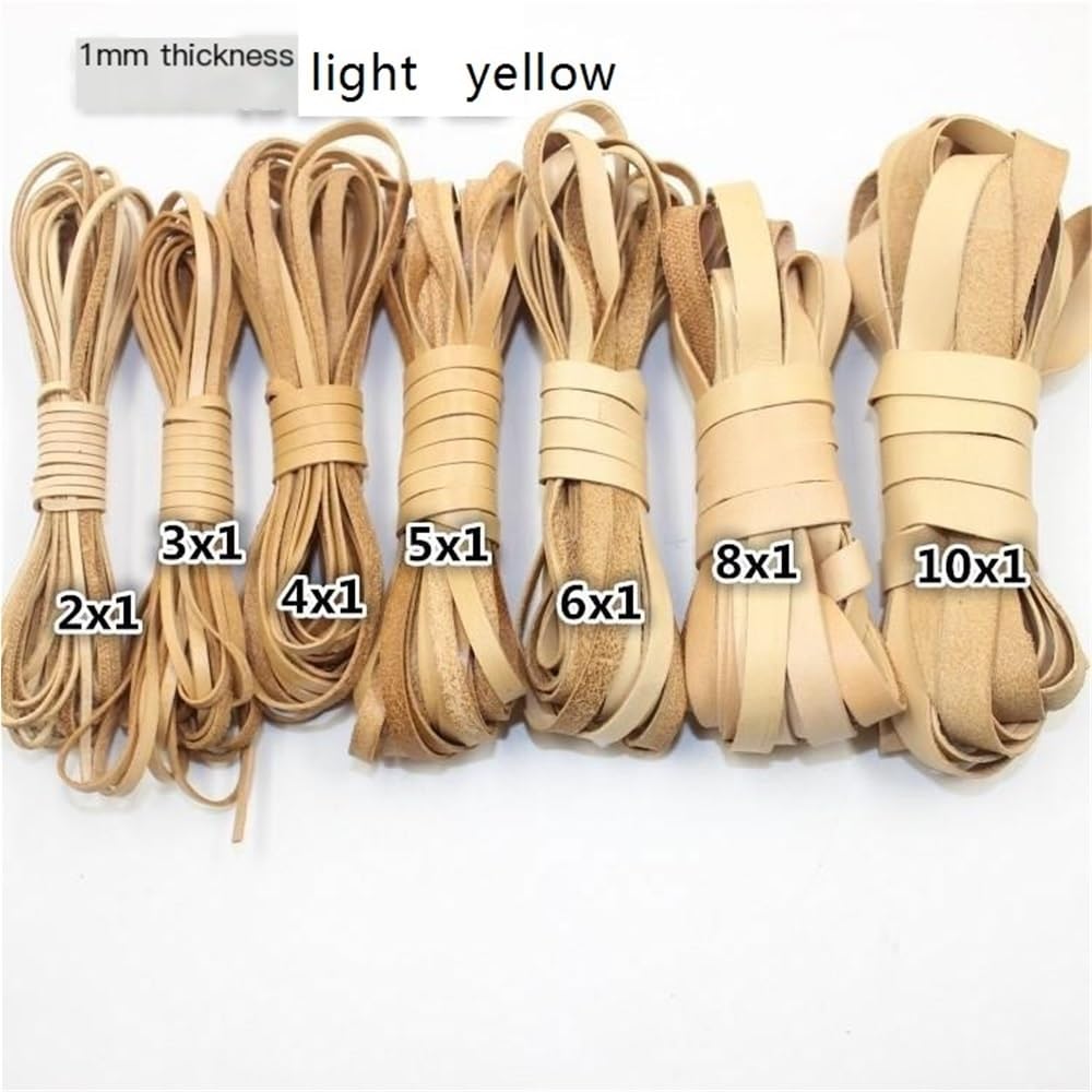 Płaski skórzany sznur do samodzielnego tworzenia biżuterii 2 metry 1 mm wielokolorowy, wiele szerokości(Light Yellow,5x1mm)