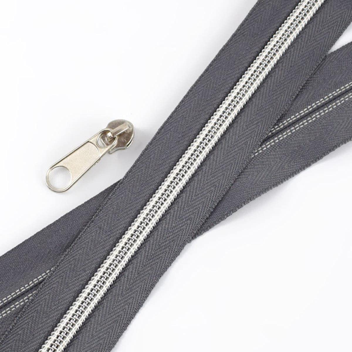 XXHNBF Zipper for Bags, Ziper Puller,Zip Fixer, Sliders Zipper,Sewing Zips,Ended Fasteners,5/10Meters 5# Open-end Coil Nylon Zippers for Luggage Clothing Bags Tent(Grey)