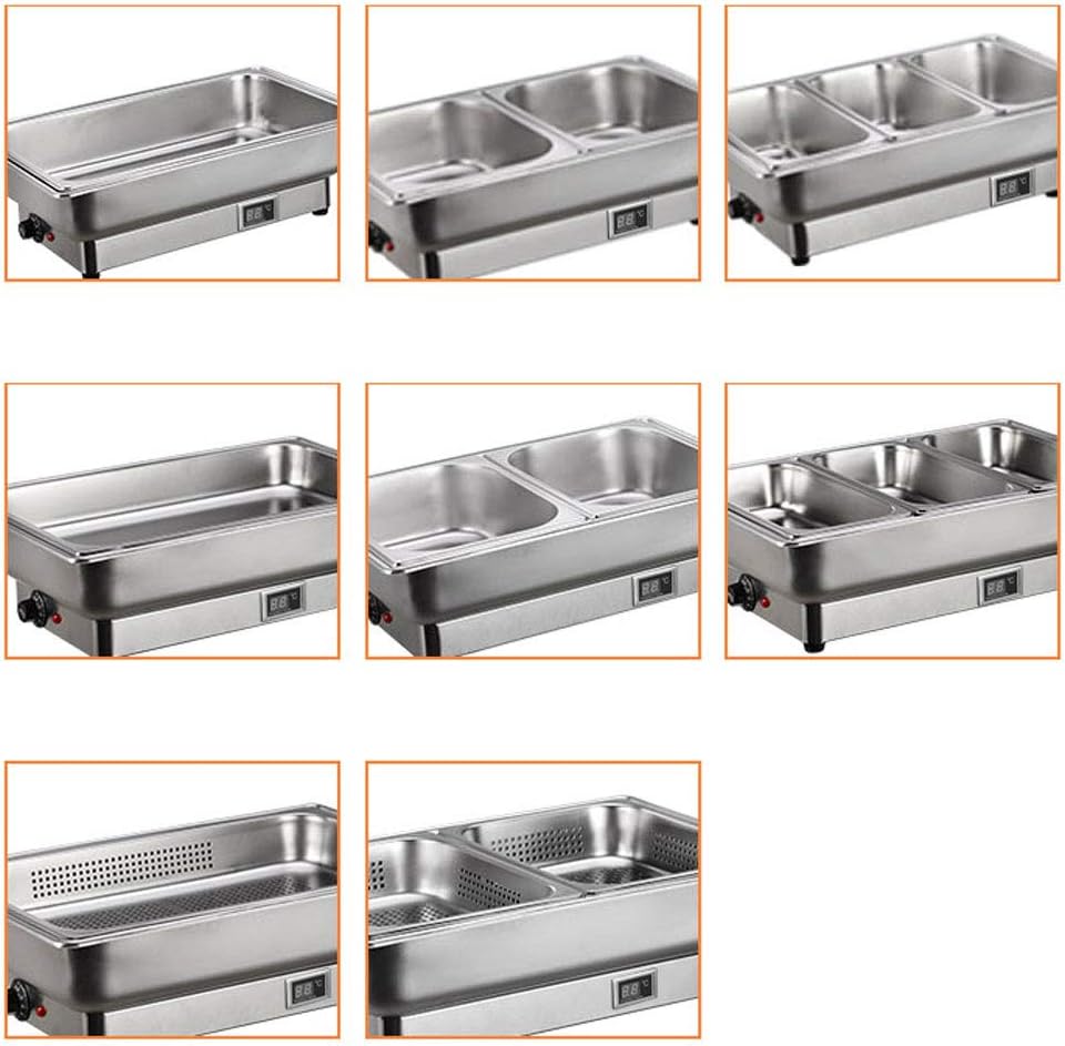 Stainless Steel Hot Pot, Hot Pot High-end Food Warmer Buffet Wedding Party Banquet Catering Event (Double 13L) (Three 9L)