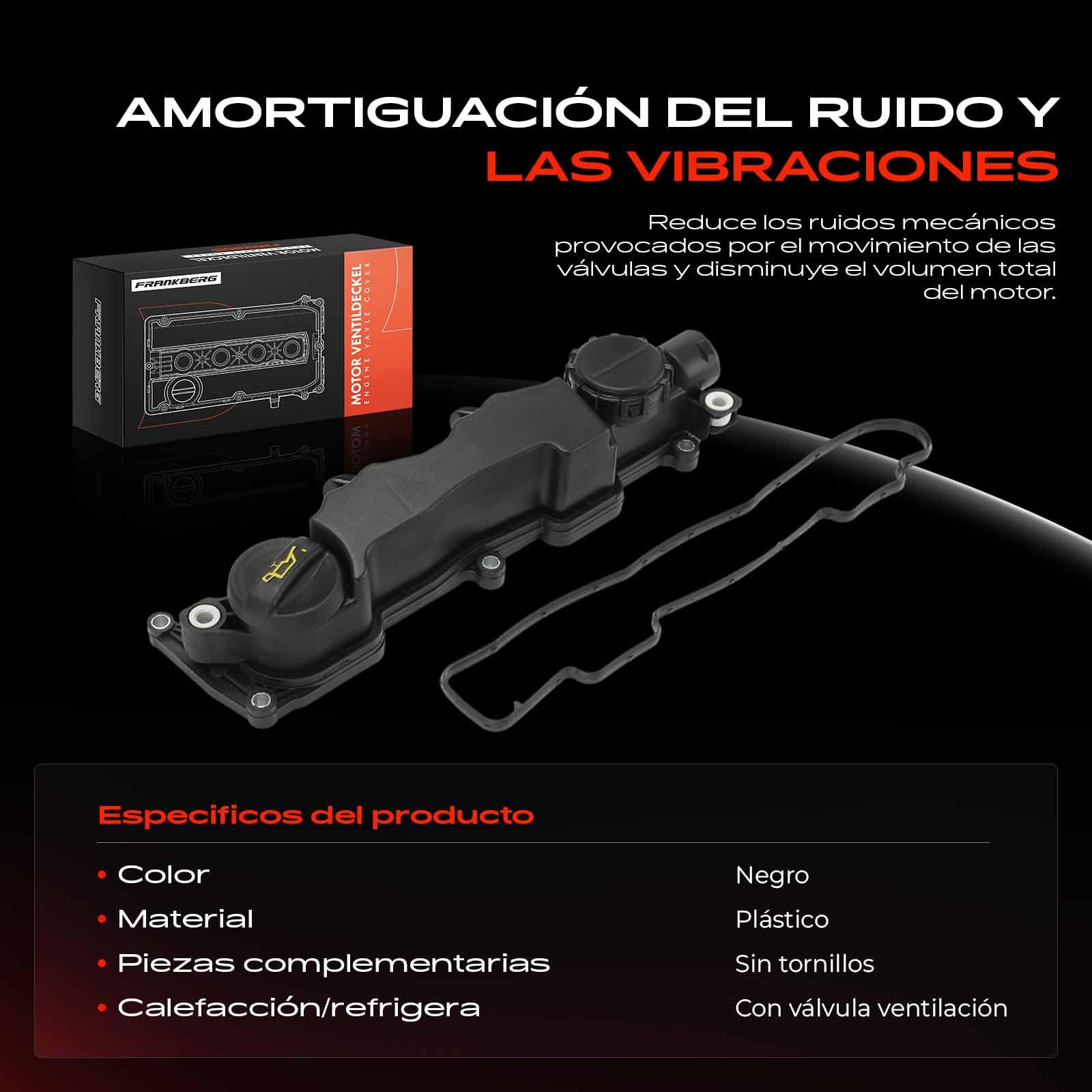 Frankberg Tapa de Válvula Cubierta de Motor 1.6L Diesel Compatible con Fiesta V Vi Focus II Fusion C3 C4 C5 Picasso Berlingo 206 207 307 308 M.i.n.i S40 2004-2020 Sustituir# 0248L1