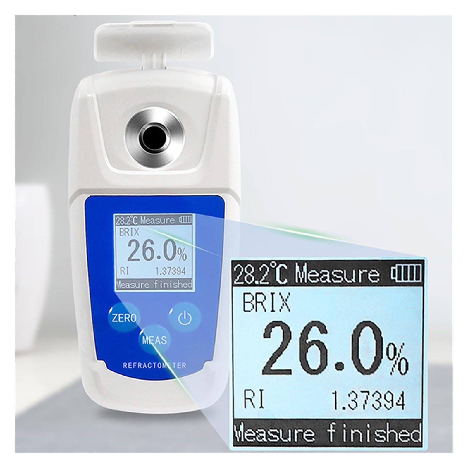 Medidor de Brix de azúcar Refractómetro digital 0-55% Tester Meter Jugo de fruta Contenido de azúcar Instrumento de medición Suger Meter Fácil de limpiar y almacenar