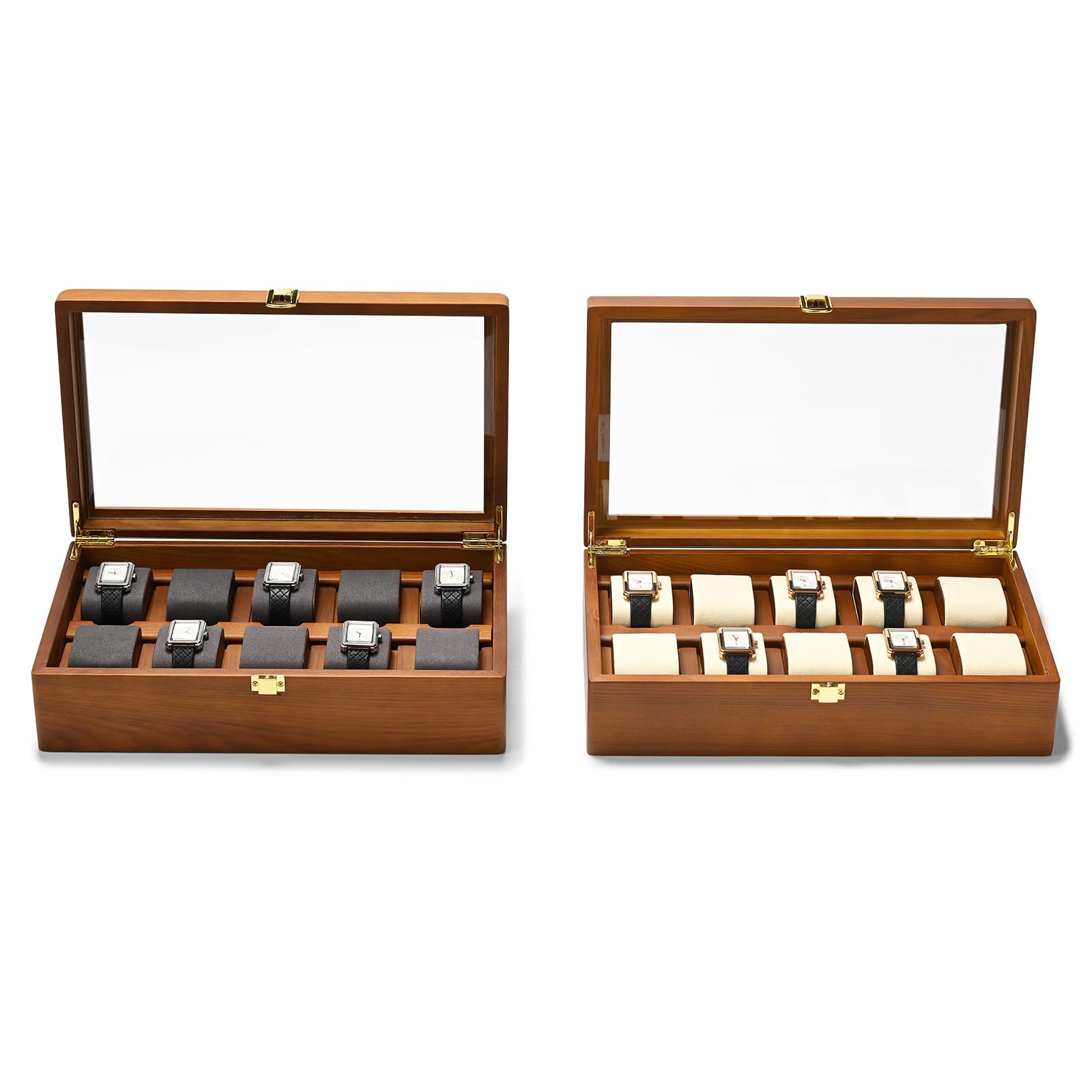 Oirlv Caja Para Relojes De Madera Maciza Organizador Con Tapa 10 Relojes De Almacenamiento Caja De Reloj Con Cojines Extraíbles Reloj(Gris Oscuro)