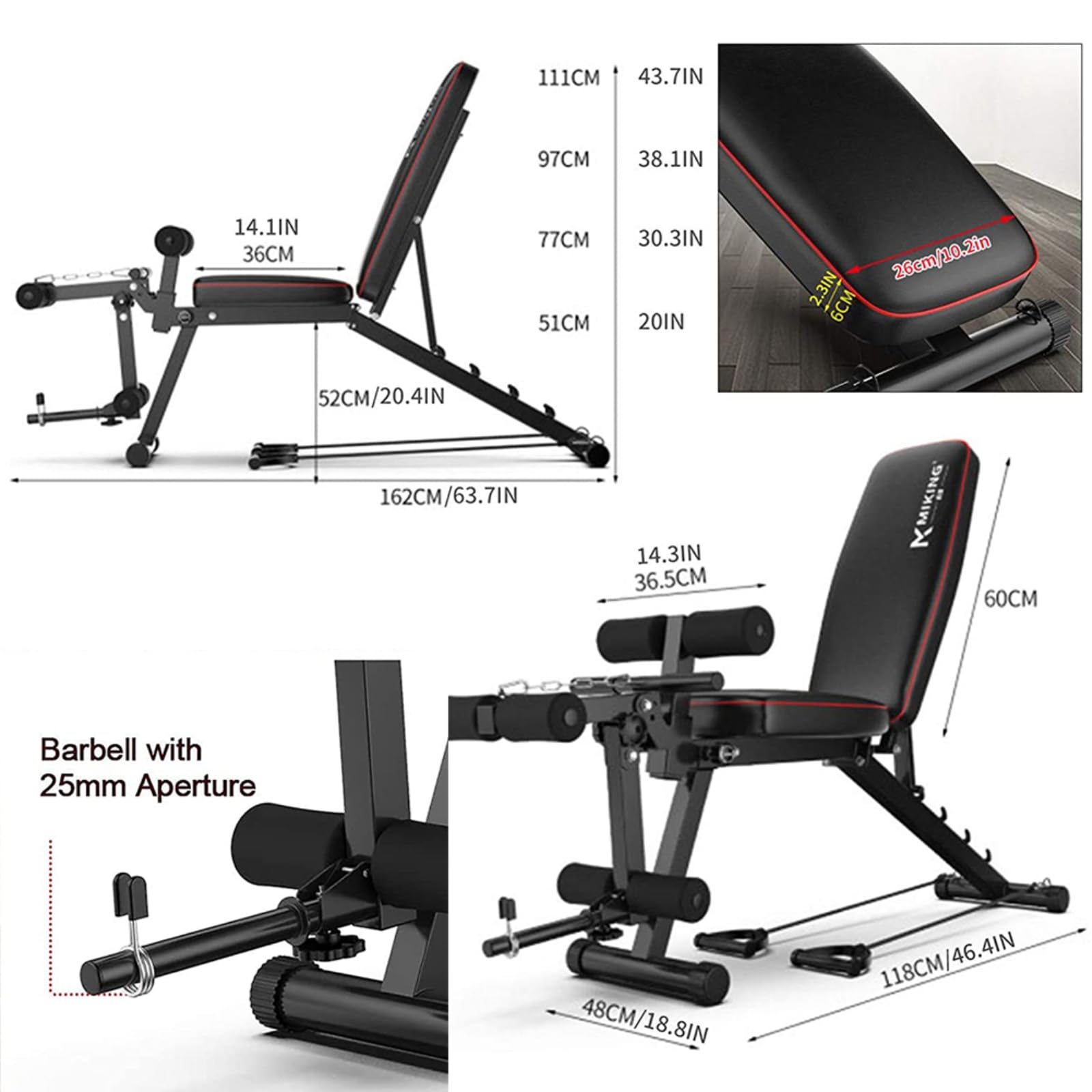 Banco de pesas con extensión de piernas y rizo, banco de entrenamiento ajustable, bancos de declinación inclinada para gimnasio en casa, ejercicio de cuerpo completo y entrenamiento de fuerza