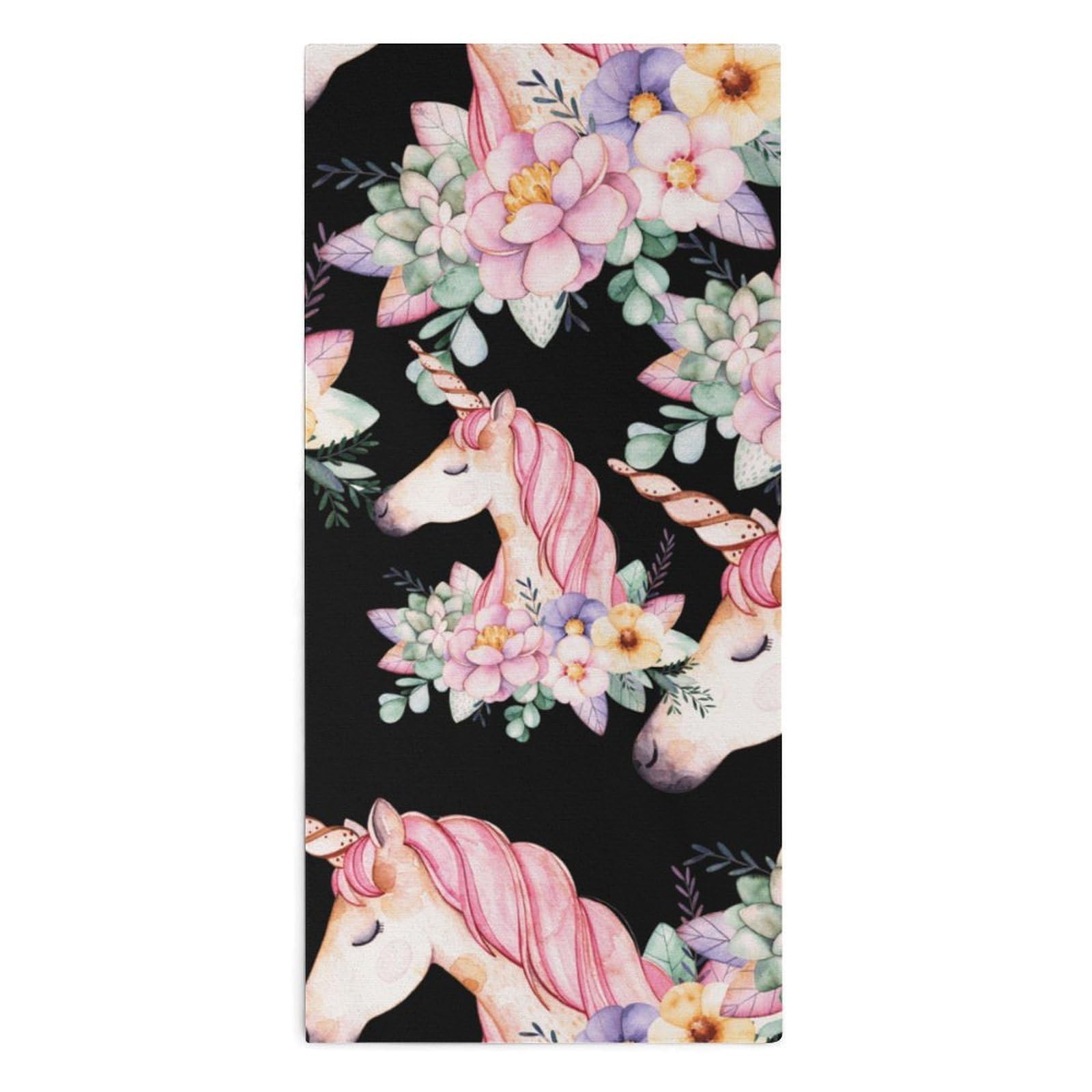 NCLQVJXZKHW Un-icorns Floral Hand Towels Soft Face Towel Gym Bathroom Travel Hotel 13"x28"