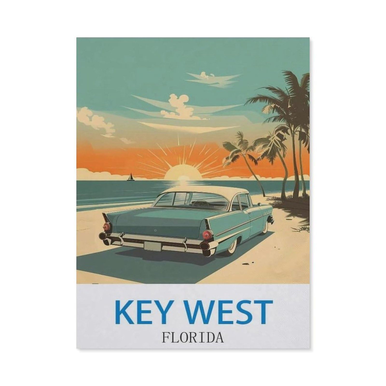 BEAYODKP 5D Diamond Painting Set for Adults and Children，Key West Florida，DIY Diamond Crystal Rhinestone Embroidery Painting（40 x 50 cm/15.74 x 19.68 inches）-CJ38