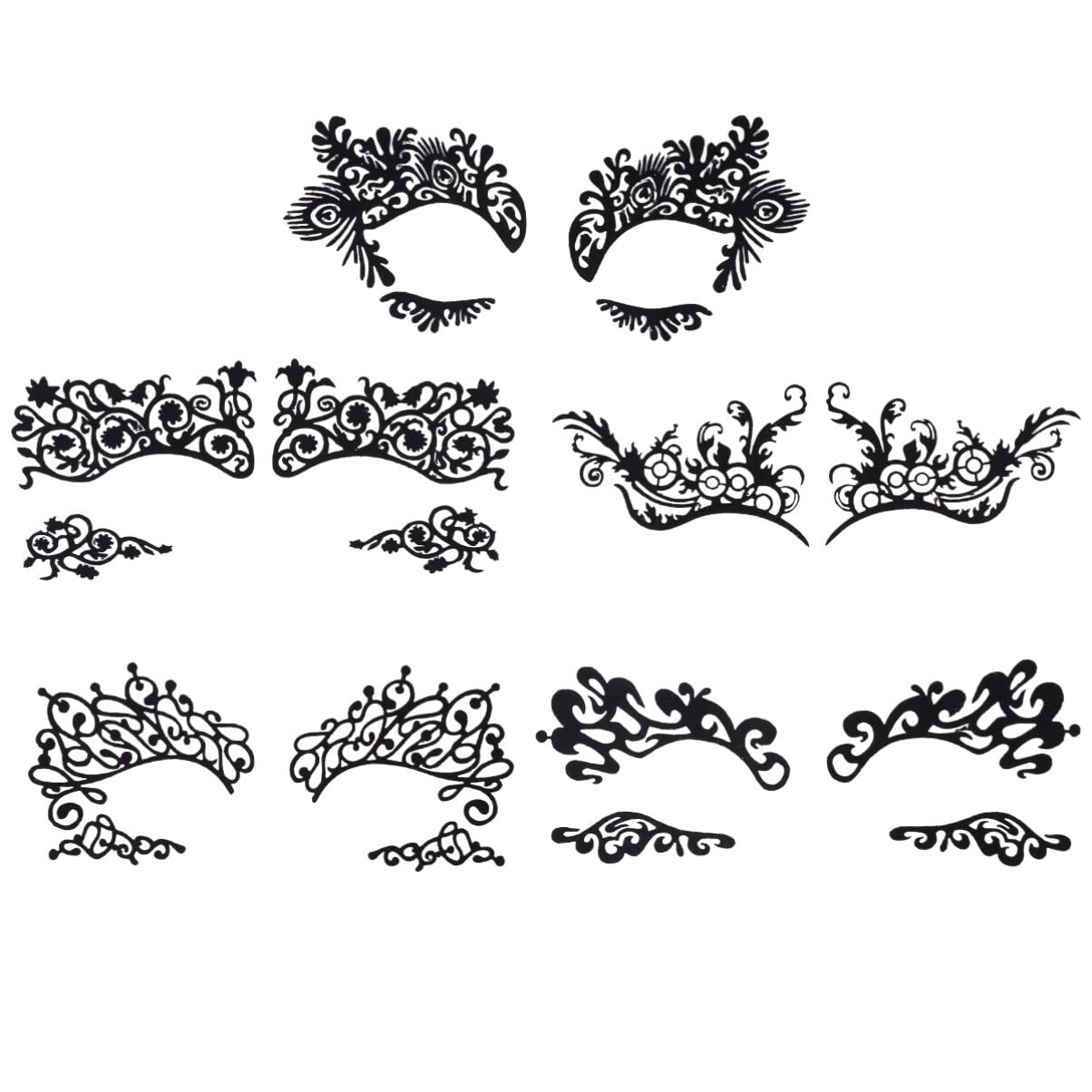 LALAFINA Masquerade Ball Eye Black Stickers 5 Pairs Temporary Eye Liner for Women Random Style