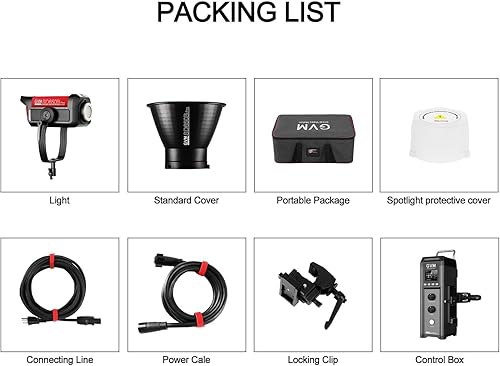 Miniatura 7 de GVM Pro SD650B - Luz de video LED de 650 W, luz de estudio con montaje Bowen, kit de iluminación fotográfica 81300luxm con cubierta estándar de 45,