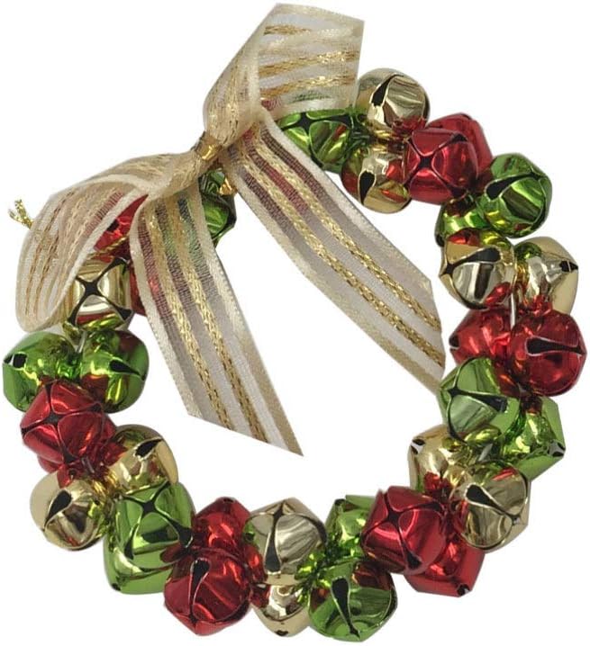 Christmas Jingle Bell Door Hanger Front Door Wreath Christmas Tree Hanging Decorations Ornaments (Red Green Golden Style)