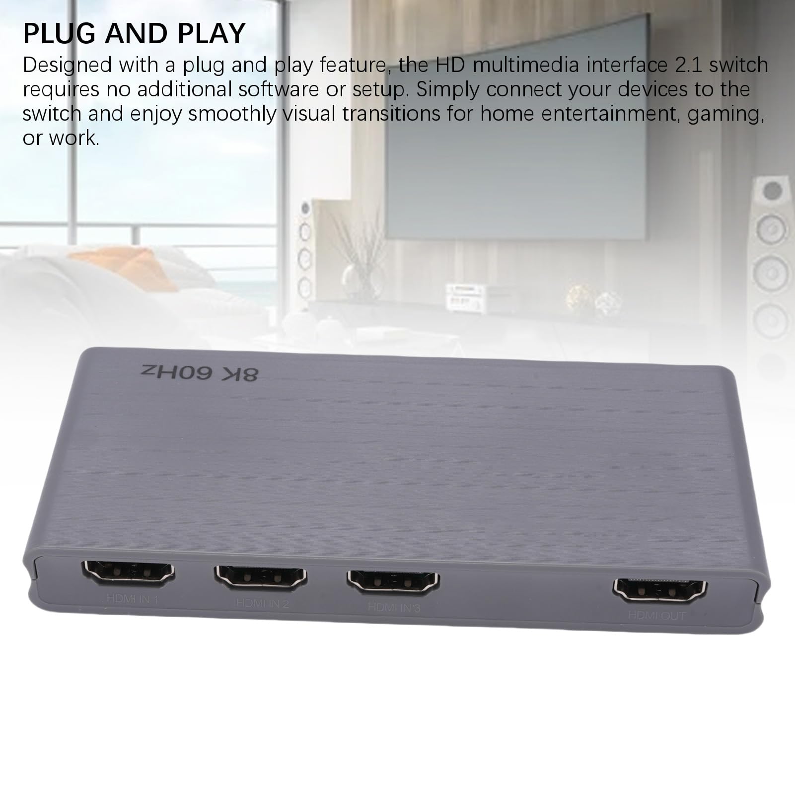 Annadue HDMI Switcher 8K 3x1, 4K 144Hz 8K 60Hz mit Fernbedienung HD Multimedia Interface Box für TV PCS Projektoren EU Stecker