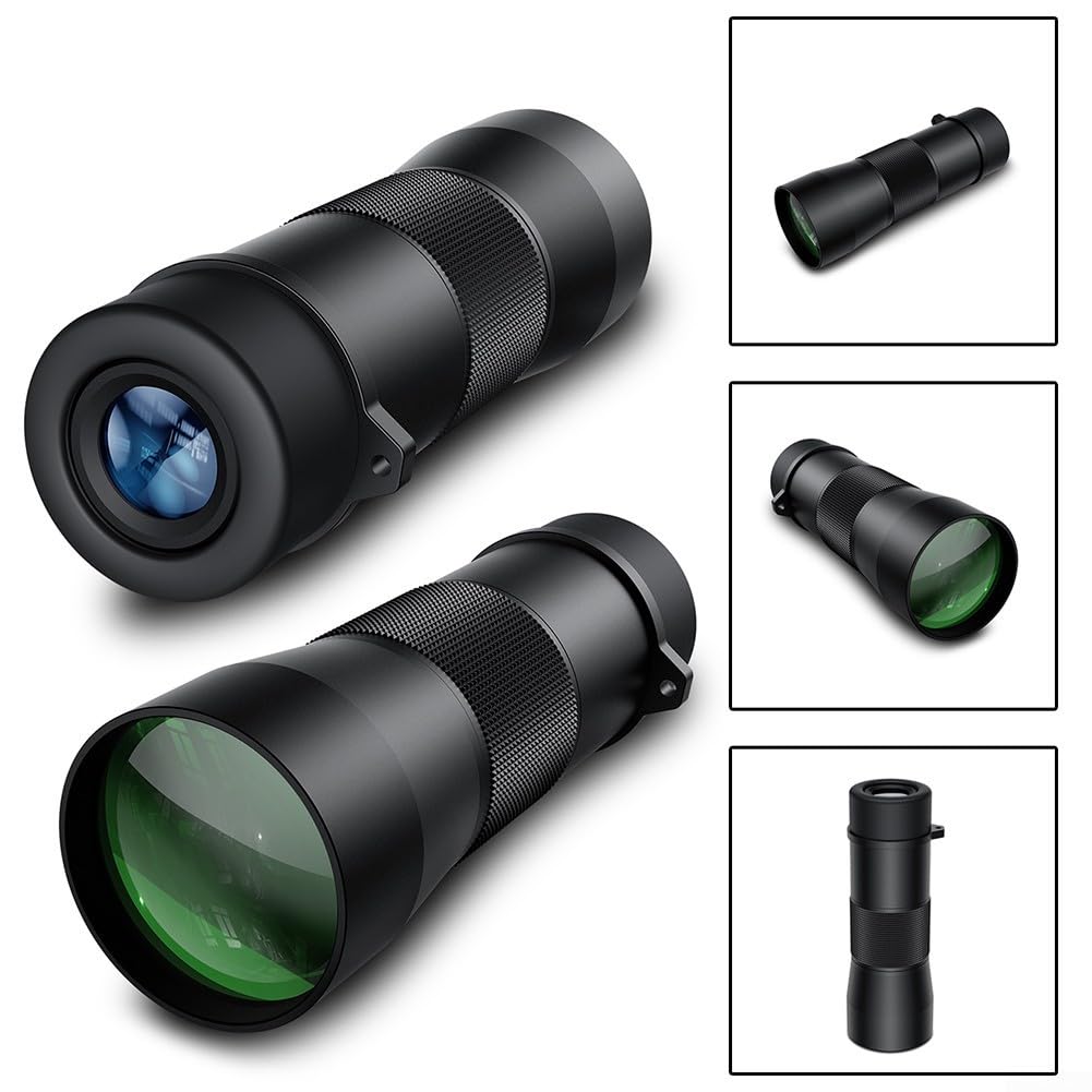 Telescopio monoculare portatile per tutte le condizioni atmosferiche, 8 x 42, 10 x 42 HD, IPX7, corpo in metallo, lente rivestita in KGS, nero, per bird watching, campeggio, escursionismo, attività