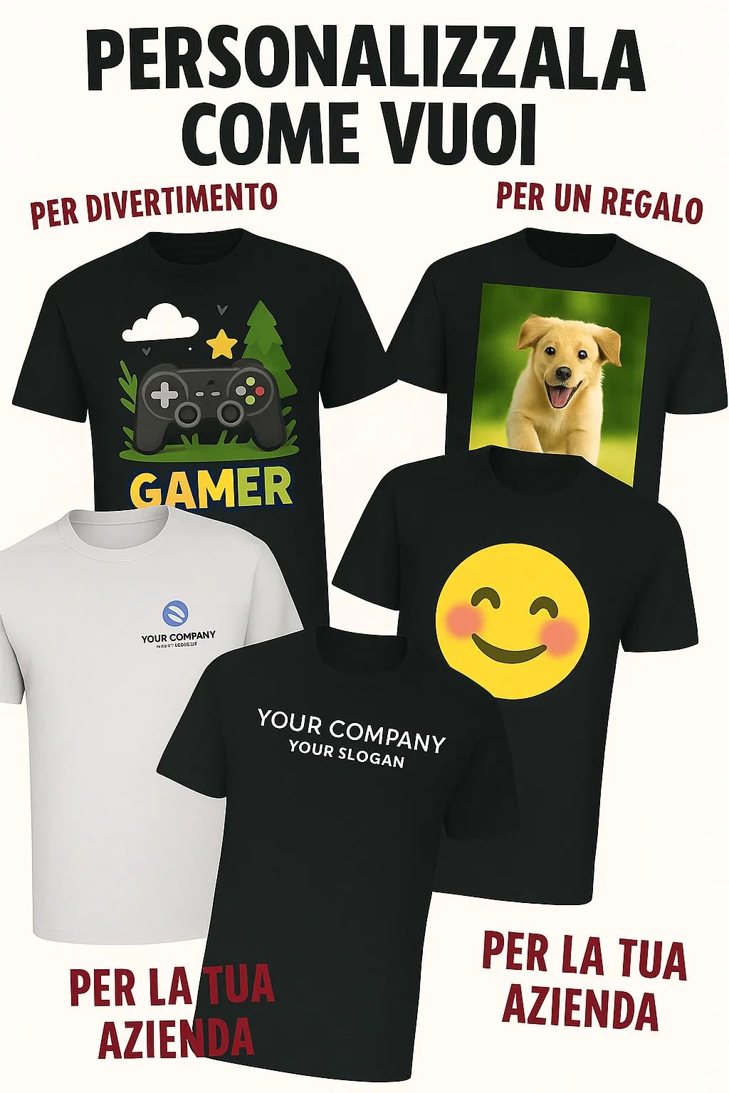 JOPHY & CO. T-Shirt Personalizzabile in Cotone, Maglietta Personalizzata con Stampa per Uomo e Donna, Idea Regalo Originale cod. 8601