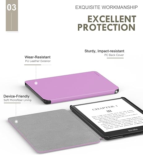 Miniatura 10 de MoKo Funda protectora para Kindle Paperwhite de 6.8 pulgadas (11 generación 2021) y Kindle Paperwhite Signature Edition, funda delgada con encendido