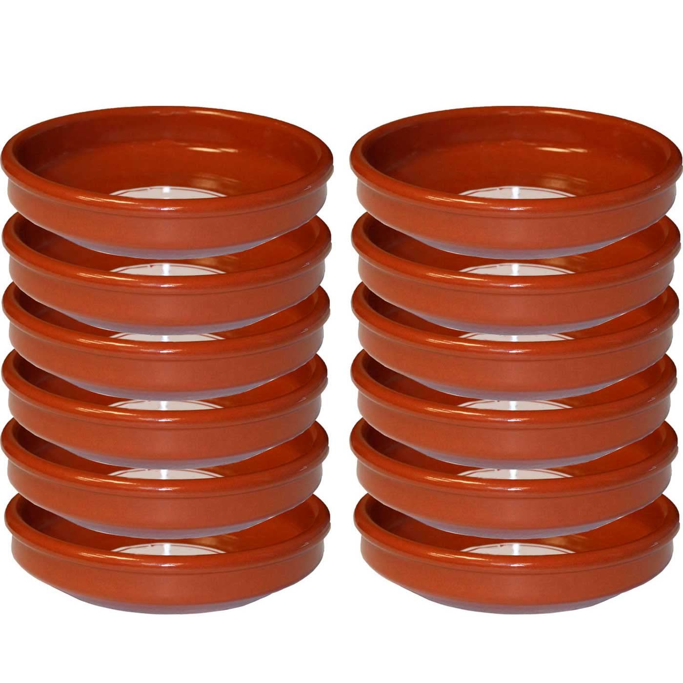 Acan Tradineur - Pack de 12 Cazuelas Redondas de Barro - Aptas para vitro y Horno - Ideales para guisos y asados caseros –Ø 20 cm