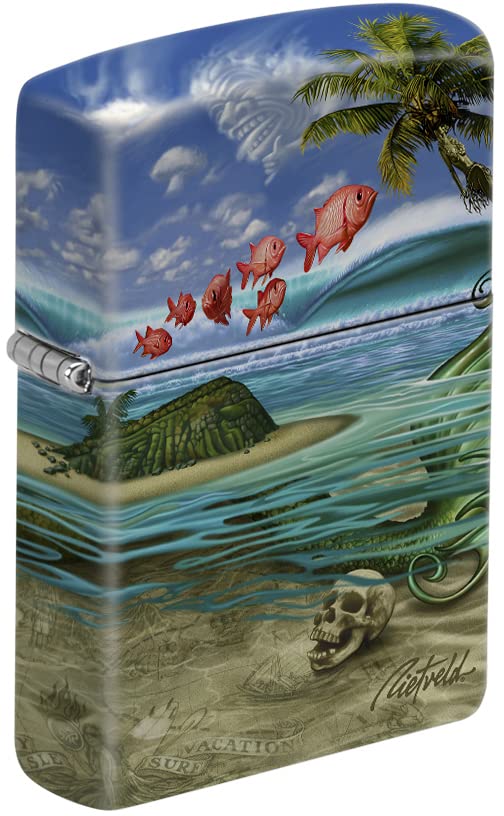 Encendedor Zippo diseño Isla Tropical con Calavera miniatura 1