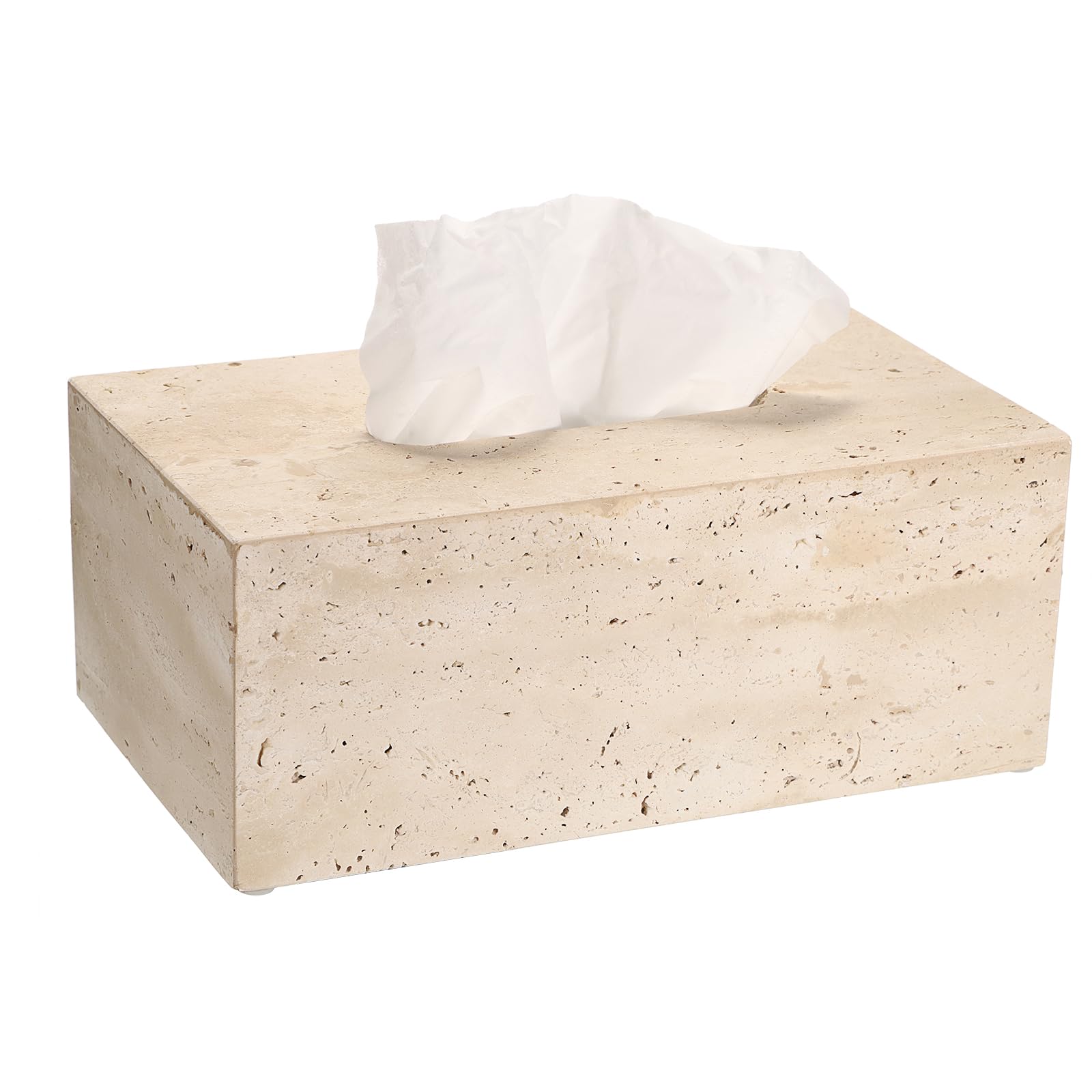 SUMTree Boîte à Mouchoir en travertin Distributeur rectangulaire Porte-Papier décoratif Organisateur de Bureau pour Salle de Bain, Salon, Chambre, Jardin （Pas de Fond）