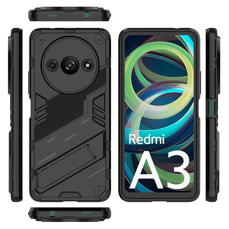 WOKEZ Stötsäkert Fodral med Stativ för Xiaomi Redmi A3/Poco C61