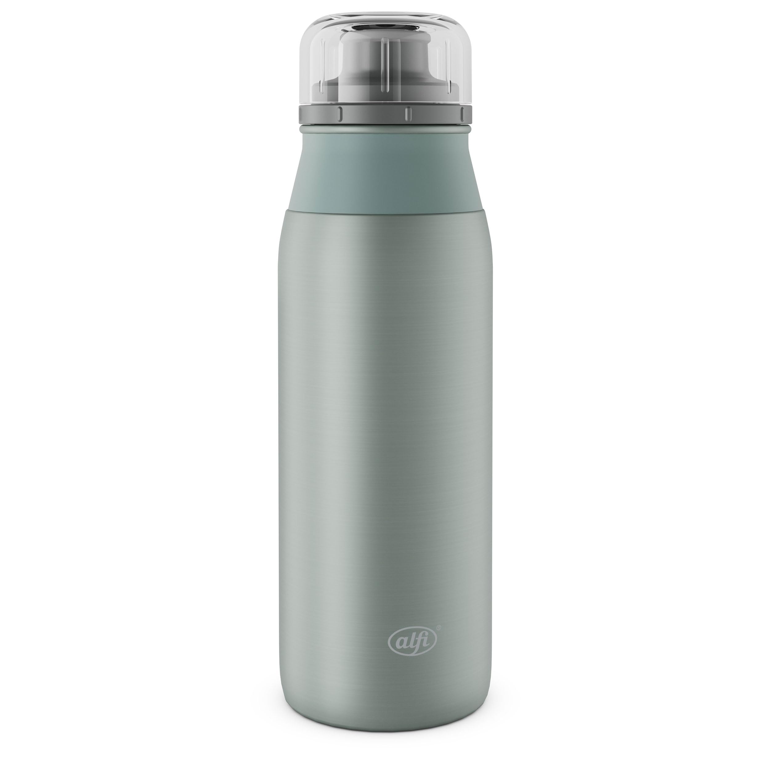 alfi ELEMET BOTTLE 600 ml, Matte Green, Lightweight Stainless Steel Drinking Bottle, Completely Leak-Proof with Screw Cap, for Carbonated Drinks, Small, Dishwasher Safe, BPA-Free