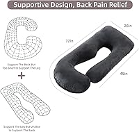 Vista 6 de Almohadas de embarazo de cuerpo completo de 60 pulgadas para dormir, almohada de embarazo refrescante en forma de U, almohadas de maternidad