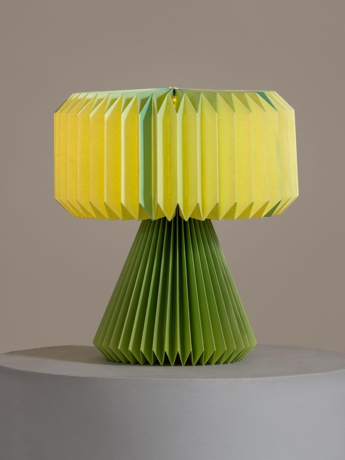 FIG Living Ori Table Lamp for Living Room Decoration, Bedroom, Study and Gifting | 32 cm Tall Origami Design Lampshade | Premium Laminated Paper - Dust and Water Resisant (Green)