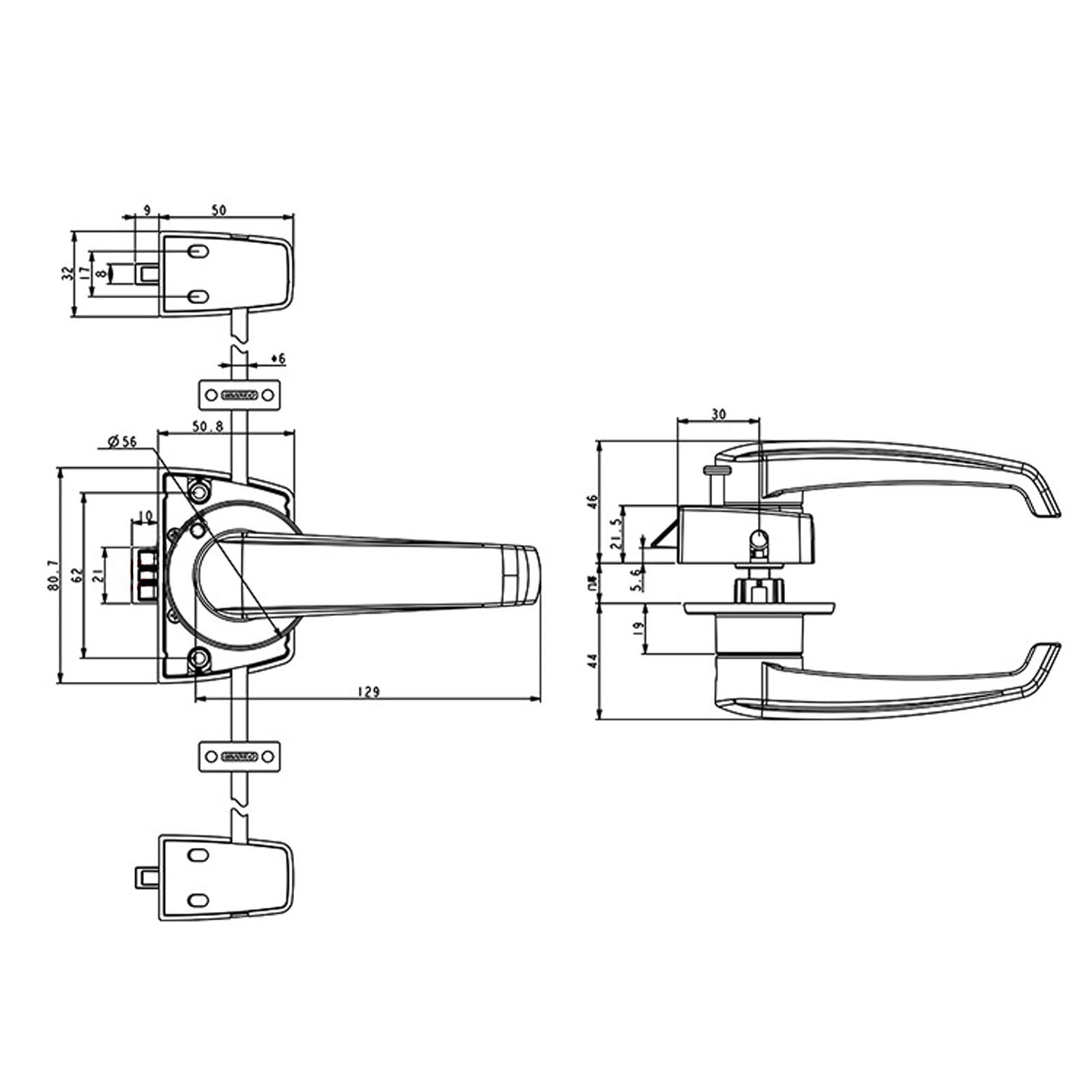 Manija de bloqueo de palanca de entrada de aleación de aluminio de 3 puntos para herrajes de barco, cerradura de puerta principal para puertas interiores, 15 20 mm de grosor