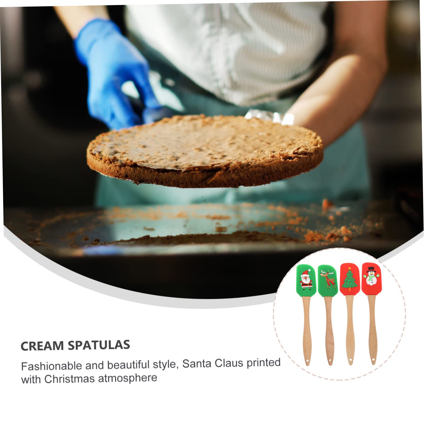 Cabilock Espátula Pastelería Silicona Para Mantequilla Raspador De Silicona De 4 Piezas Espátula Para Tartas Color Crema Herramientas De Para Hornear