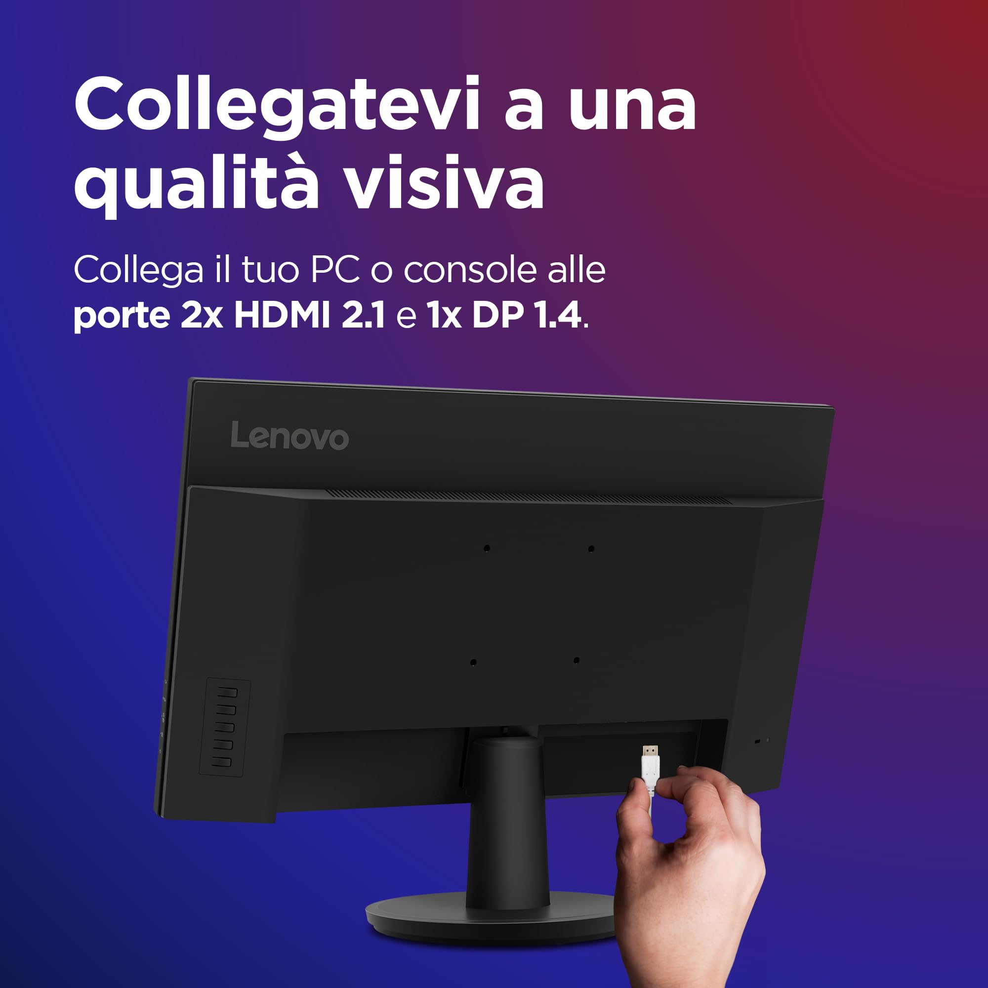 Lenovo Legion R27qe Gen 2 Gaming Monitor 27" QHD (2560x1440) IPS, 0.5ms MPRT, 200Hz, Porte 2x HDMI 2.1 e DisplayPort 1.2, Cavo DisplayPort incluso - Raven Black