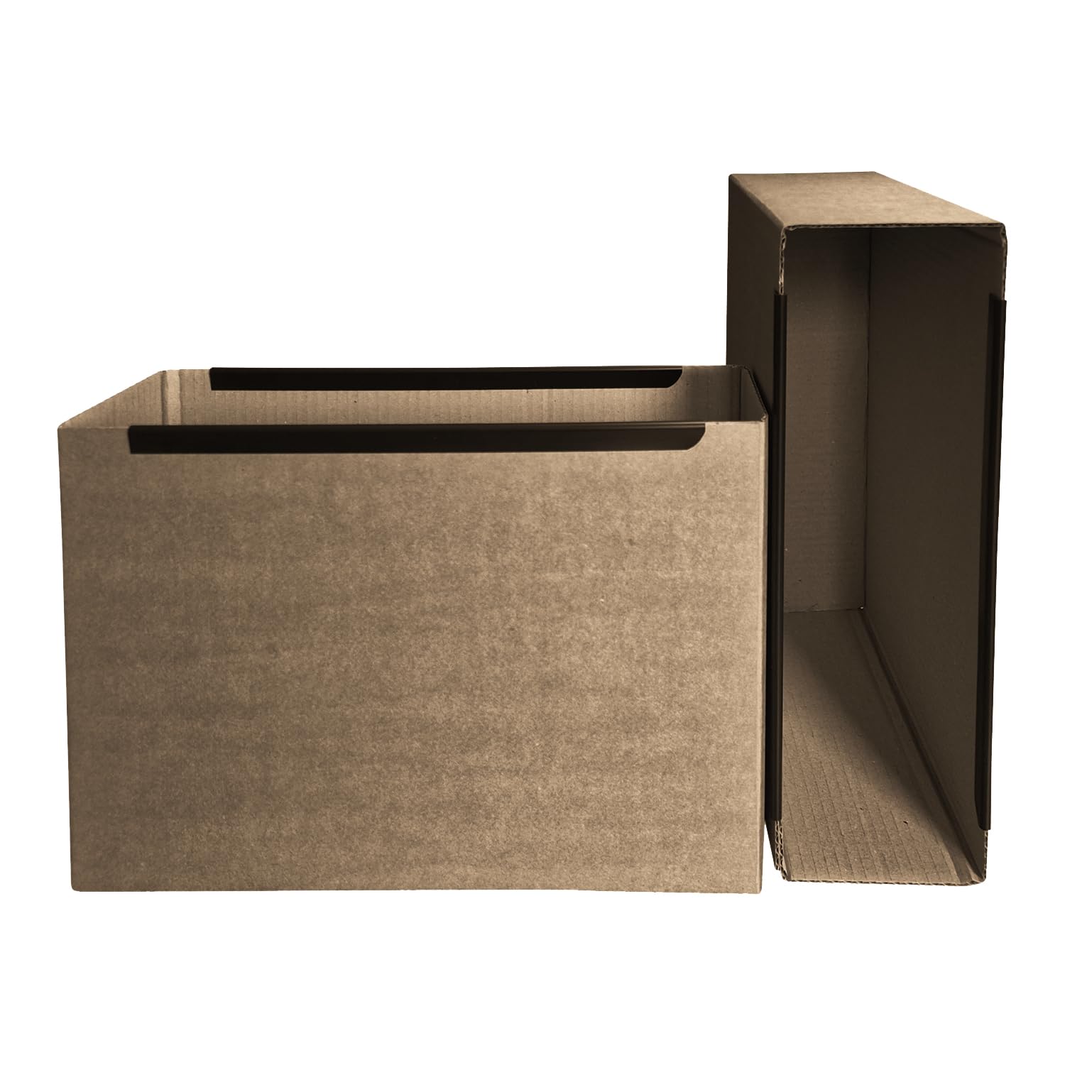FILING / STORAGE BOX x 2, Foolscap length, for filing cabinets or free standing on shelves, Open Topped Box STORE Bulky Files