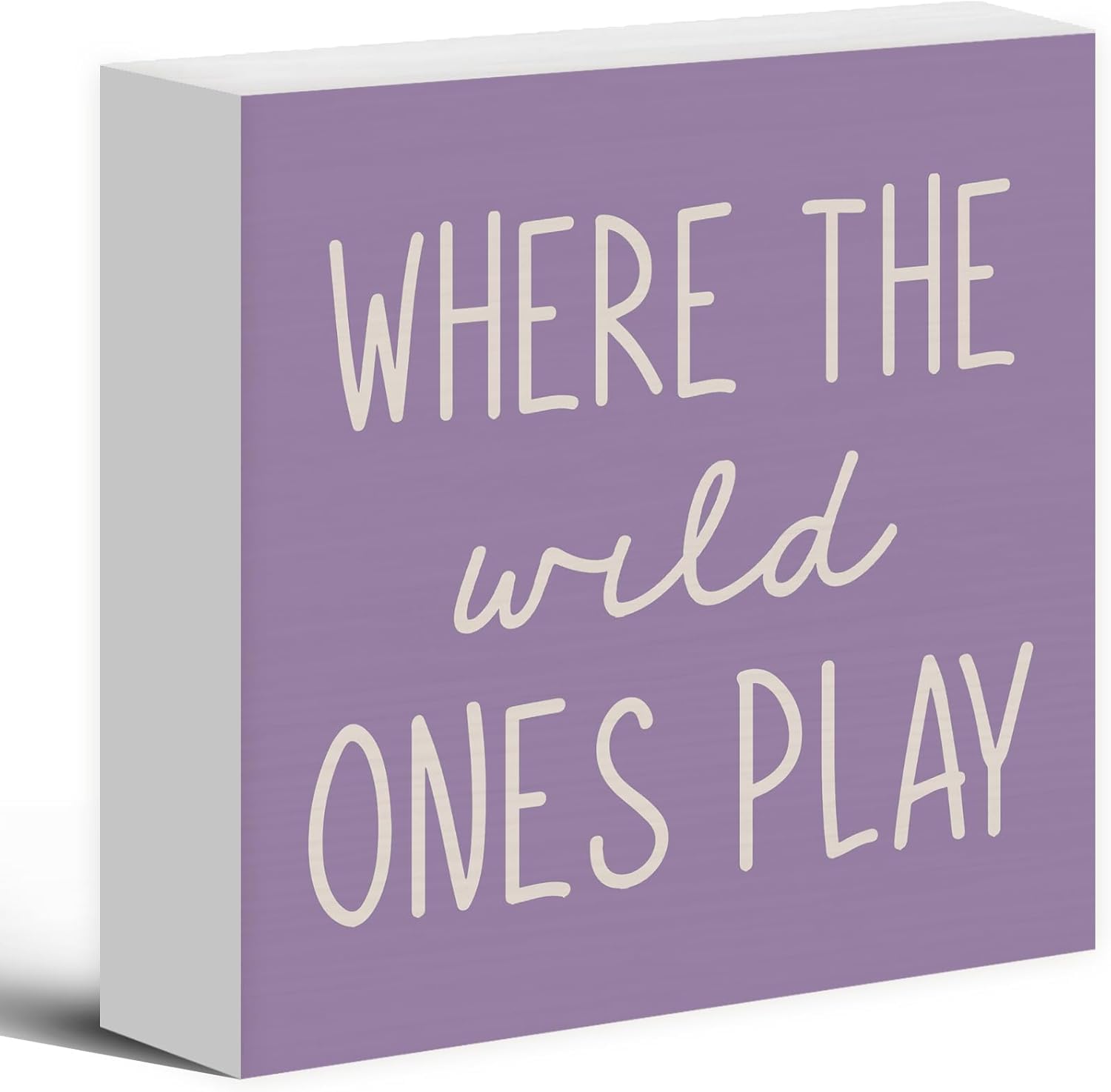 7x7 Inch Purple Wooden Box Sign, Where the Wild Ones Play