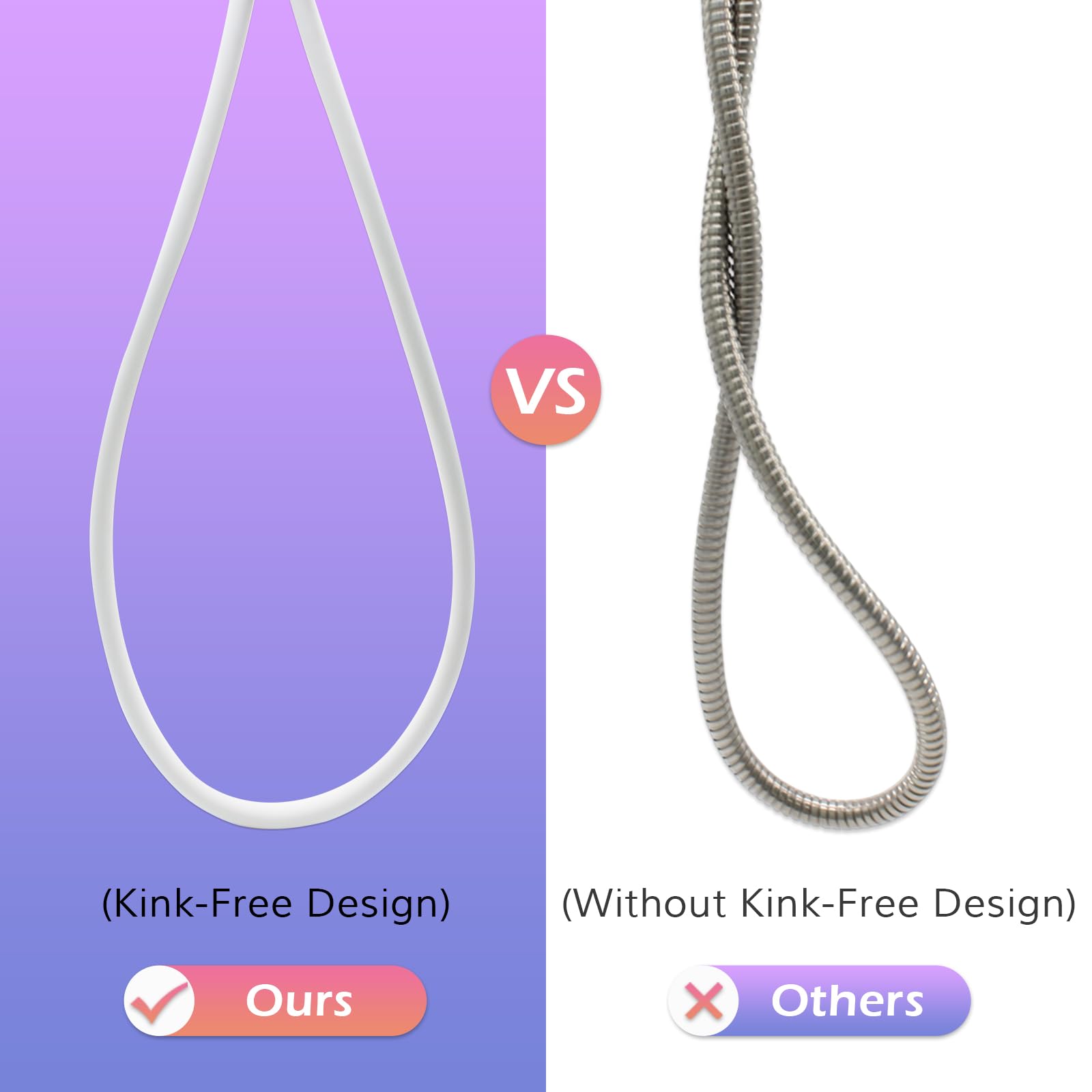 Tubo Doccia In Silicone 150 Cm - Anti Torsione, G1/2 Pollici, Bianco - Foto 7