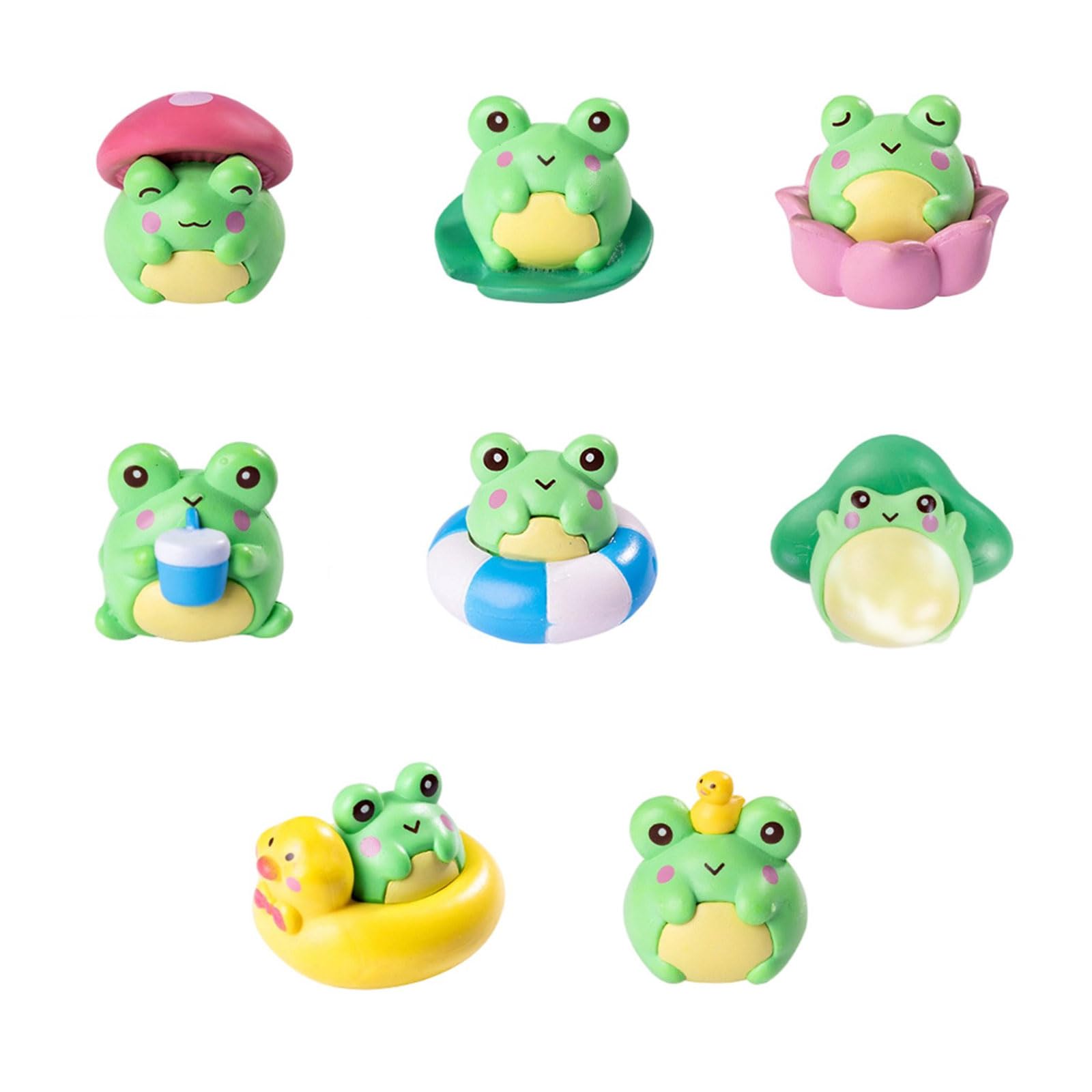 Tsophreniq Resin Frog Sculptures Set of 8 for Garden Accents Tabletop Decoration Resin Frogs for Decoration
