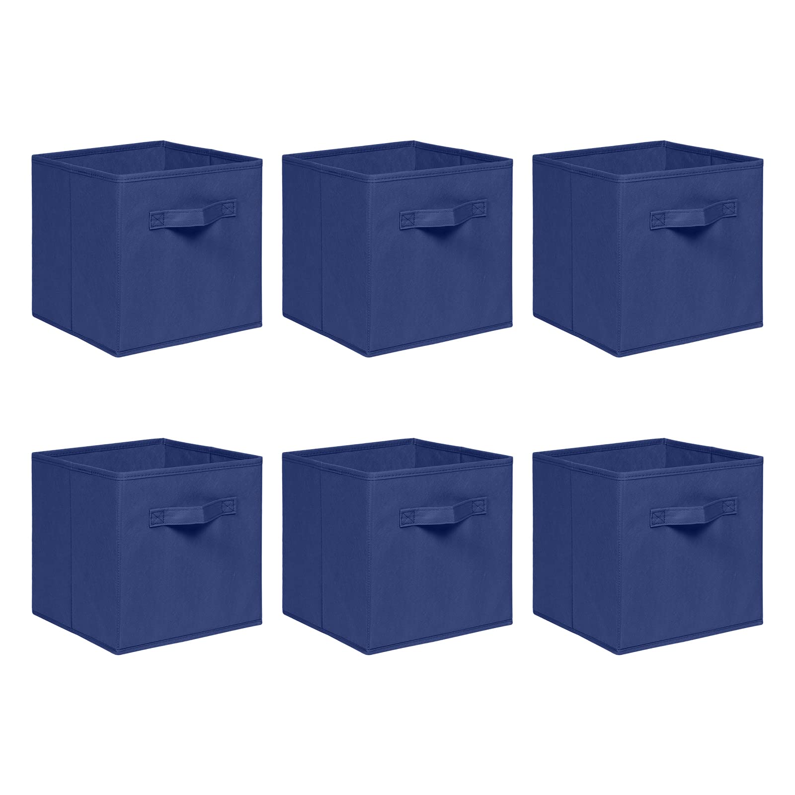 NICEME Foldable Cube Storage Unit Boxes, Non-Woven Fabric Storage Boxes Set, Clothes Drawers for Shelves, 26.5x26.5x28 cm (Navy, Set of 6)